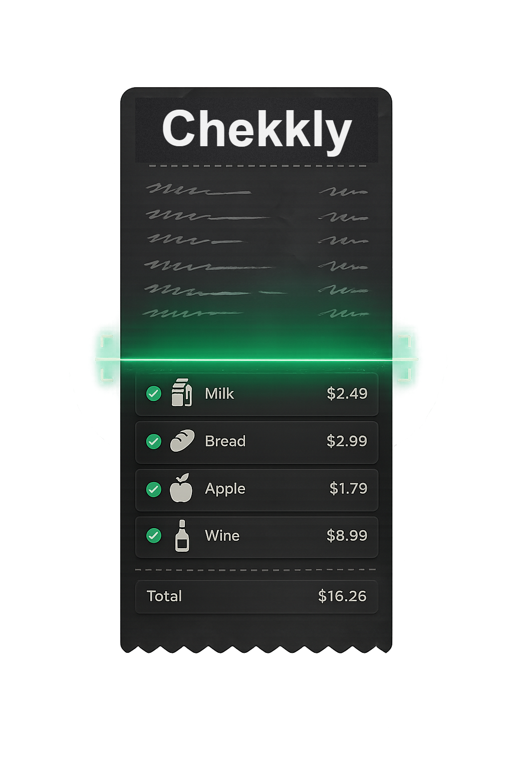 Chekkly scanning a receipt with the camera